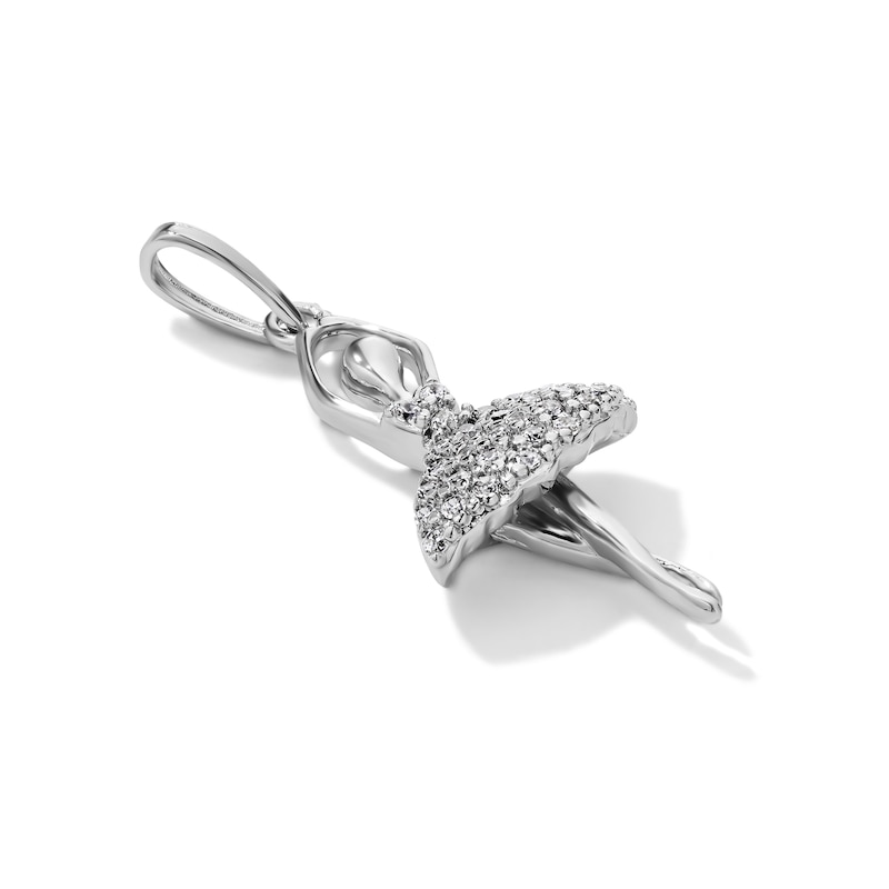 Silver-Plated CZ Ballerina Necklace Charm