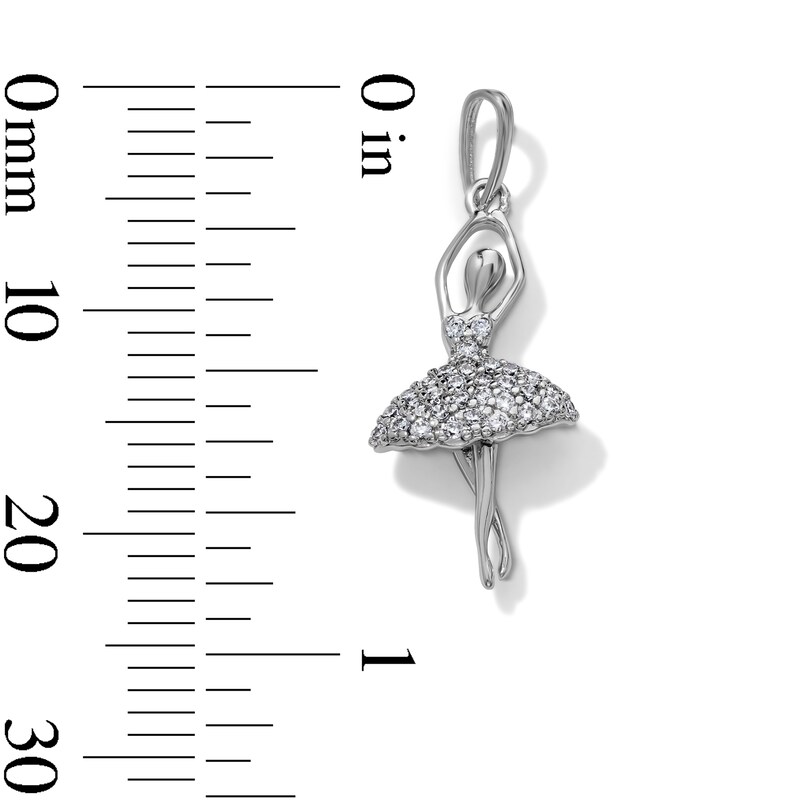 Silver-Plated CZ Ballerina Necklace Charm