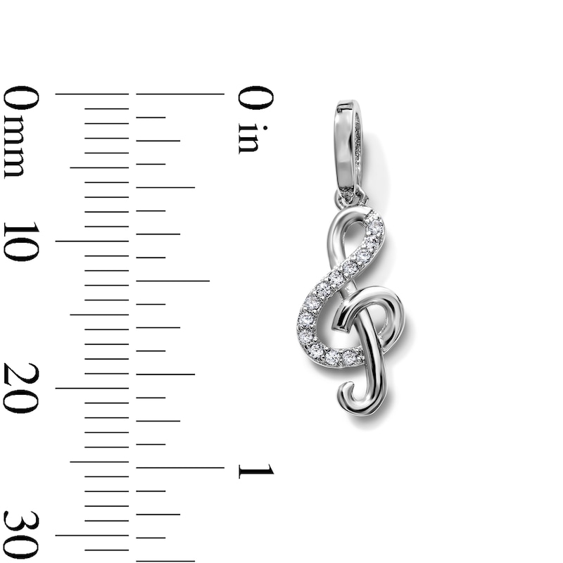 Silver-Plated CZ Treble Clef Necklace Charm