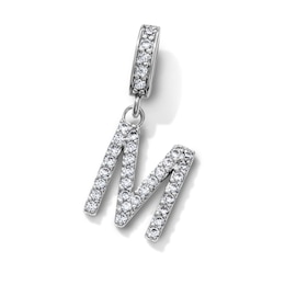 Silver-Plated CZ Pavé "M" Initial Necklace Charm