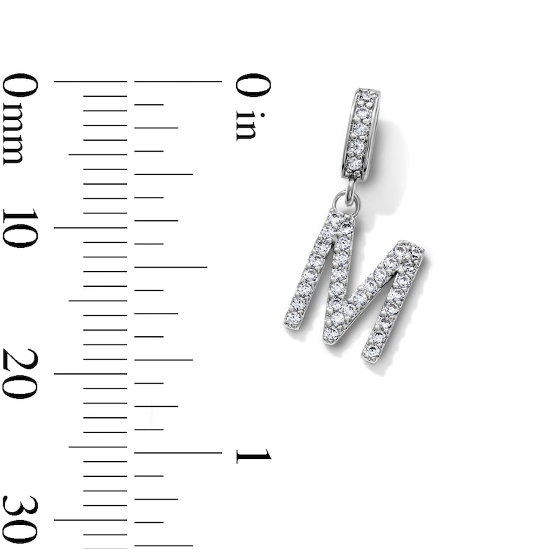 Silver-Plated CZ Pavé "M" Initial Necklace Charm