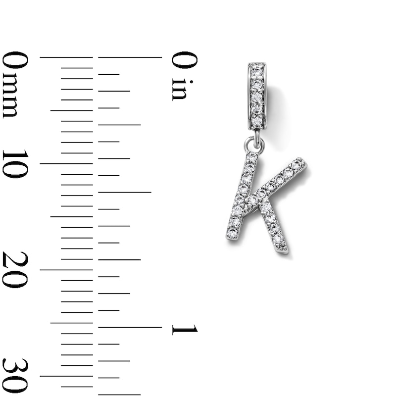 Silver-Plated CZ Pavé "K" Initial Necklace Charm