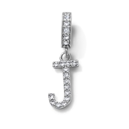 Silver-Plated CZ "J" Initial Necklace Charm