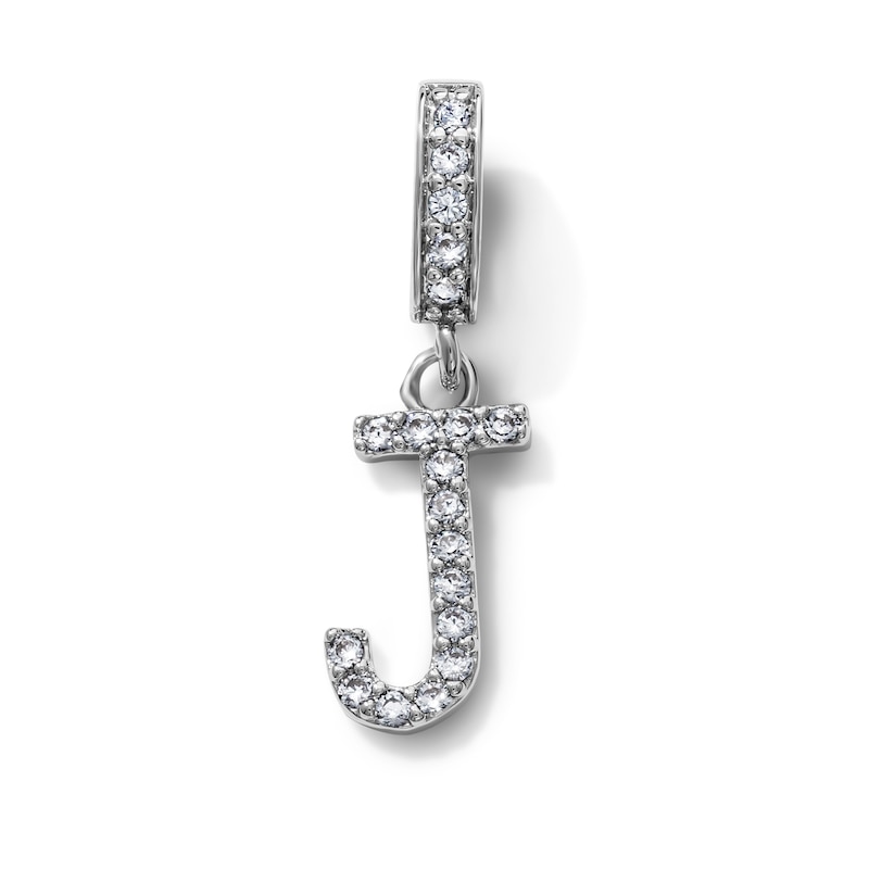 Silver-Plated CZ "J" Initial Necklace Charm