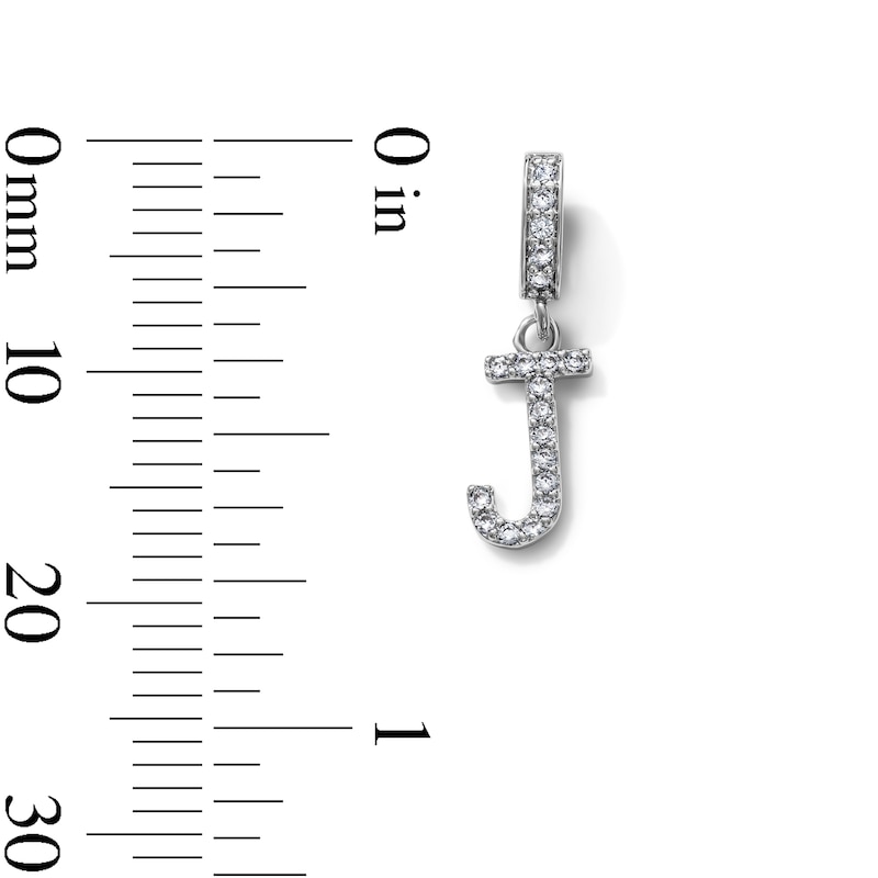 Silver-Plated CZ "J" Initial Necklace Charm