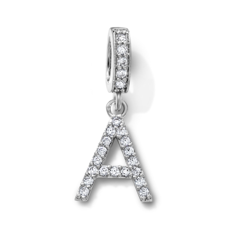 Silver-Plated CZ Pavé "A" Initial Necklace Charm