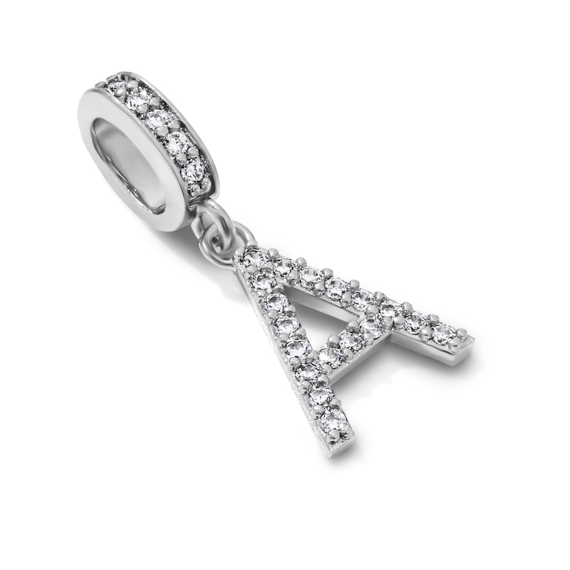 Silver-Plated CZ Pavé "A" Initial Necklace Charm