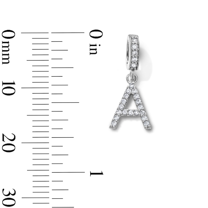 Silver-Plated CZ Pavé "A" Initial Necklace Charm