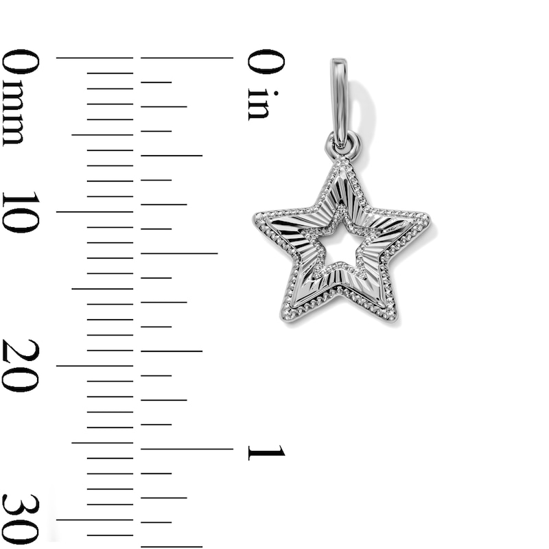 Silver-Plated Diamond-Cut Open Star Necklace Charm