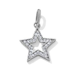 Silver-Plated CZ Open Star Necklace Charm