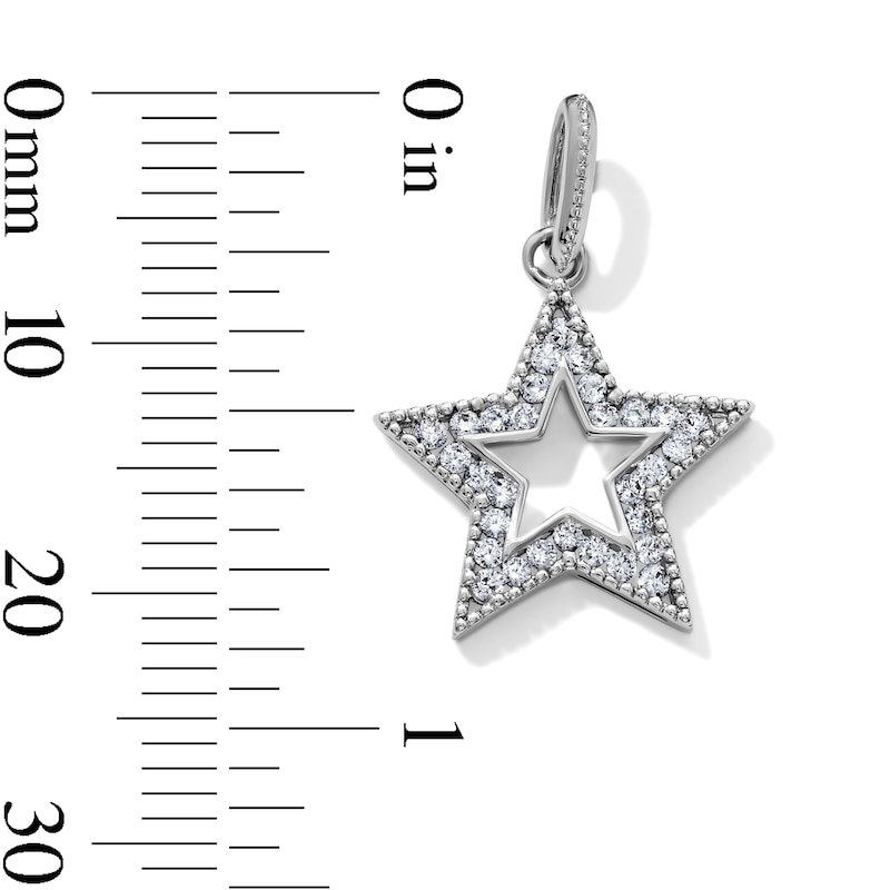Silver-Plated CZ Open Star Necklace Charm