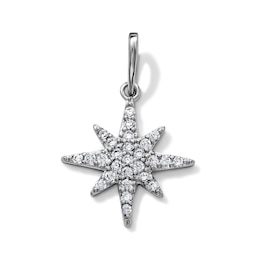 Silver-Plated CZ North Star Necklace Charm