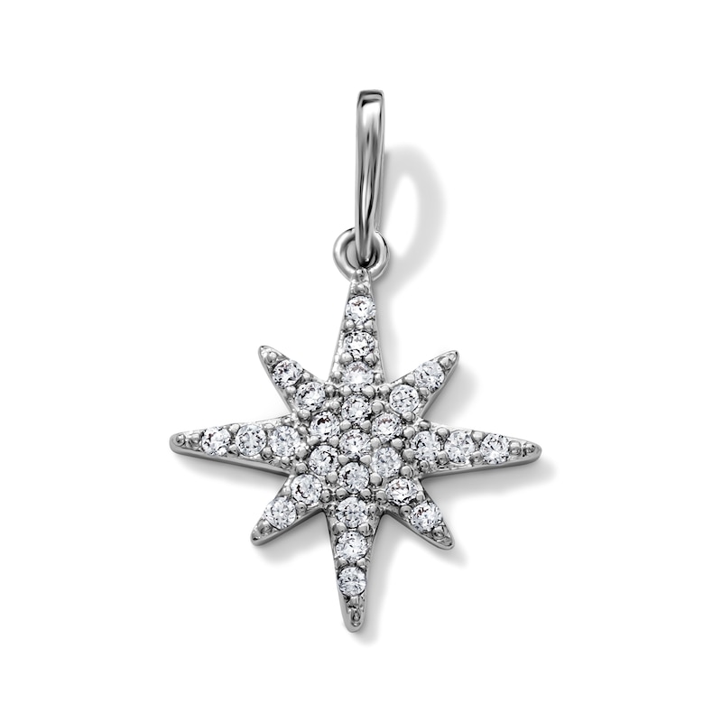 Silver-Plated CZ North Star Necklace Charm