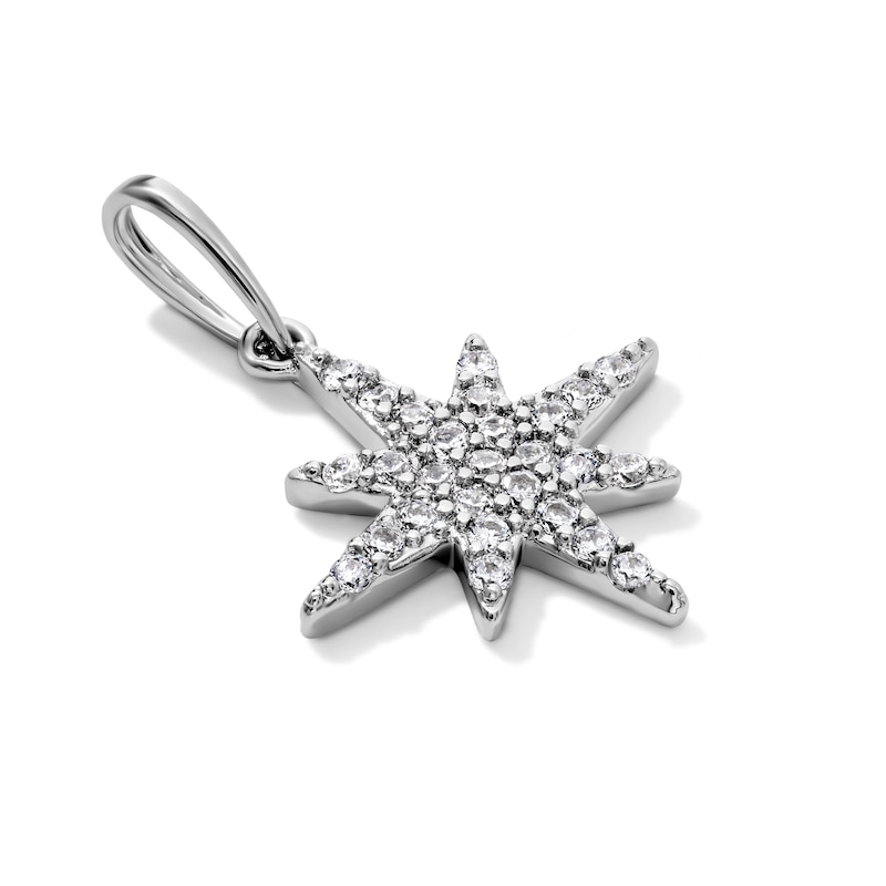 Silver-Plated CZ North Star Necklace Charm