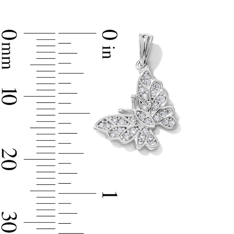 White Rhodium-Plated CZ Butterfly Necklace Charm