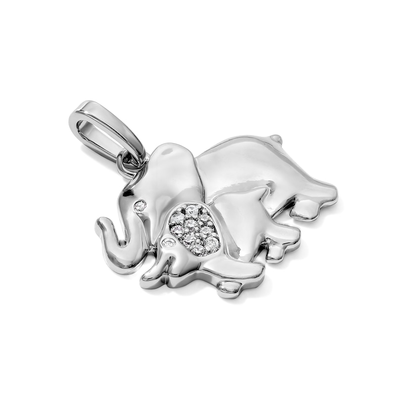 Silver-Plated CZ Double Elephant Charm