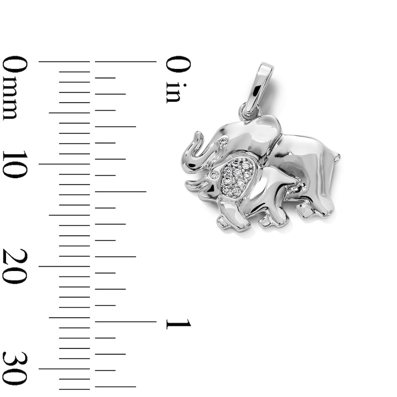 Silver-Plated CZ Double Elephant Charm