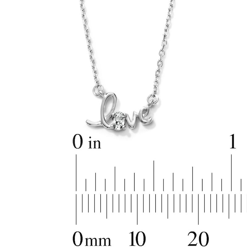 Silver-Plated CZ Cursive "Love" Necklace - 16" + 2"
