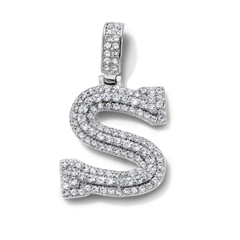 Silver-Plated CZ Pavé Double "S" Initial Necklace Charm