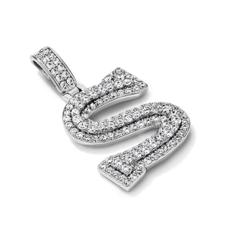Silver-Plated CZ Pavé Double "S" Initial Necklace Charm