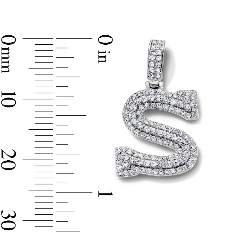 Silver-Plated CZ Pavé Double "S" Initial Necklace Charm