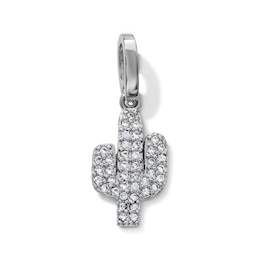 Silver-Plated CZ Pavé Cactus Necklace Charm