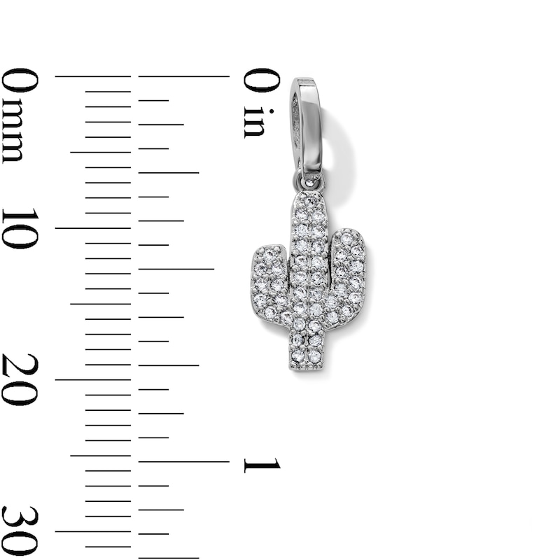 Silver-Plated CZ Pavé Cactus Necklace Charm