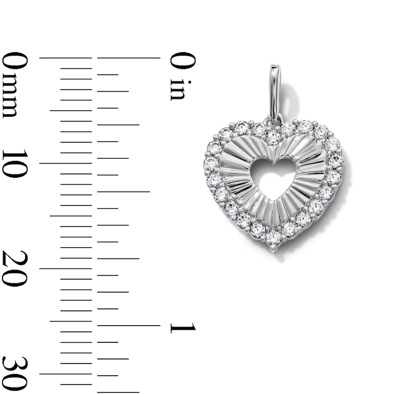 Silver-Plated CZ Pavé Open Heart Necklace Charm