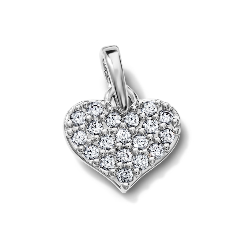 Silver-Plated CZ Pavé Heart Necklace Charm