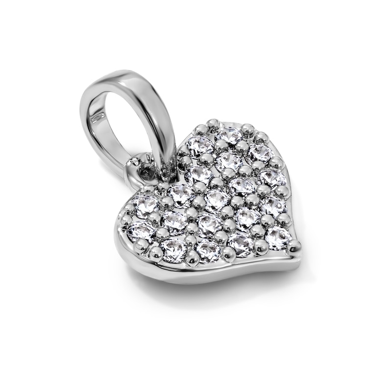 Silver-Plated CZ Pavé Heart Necklace Charm