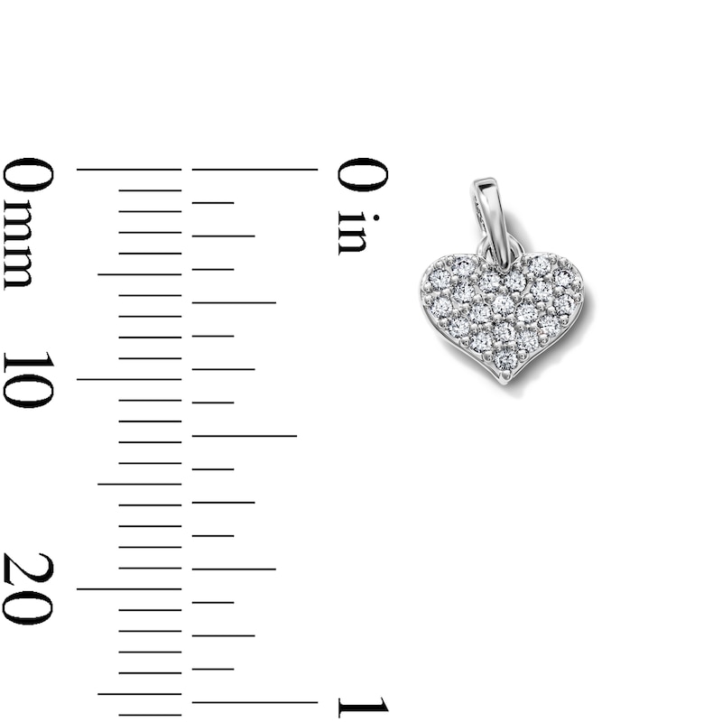 Silver-Plated CZ Pavé Heart Necklace Charm