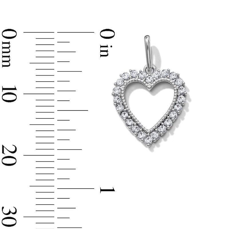 Silver-Plated CZ Open Heart Necklace Charm