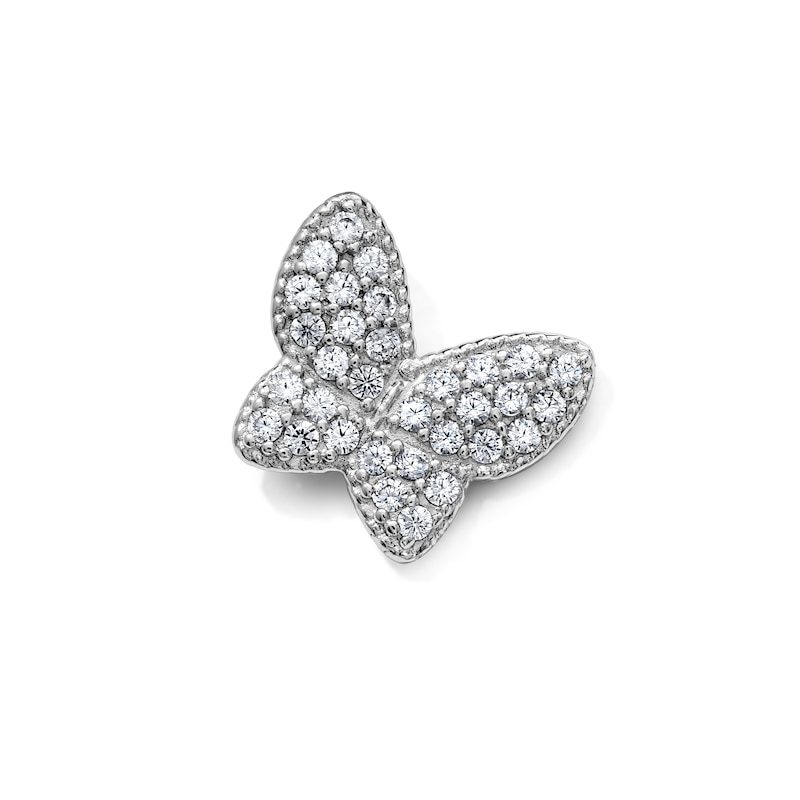 Silver-Plated CZ Pavé Butterfly Charm