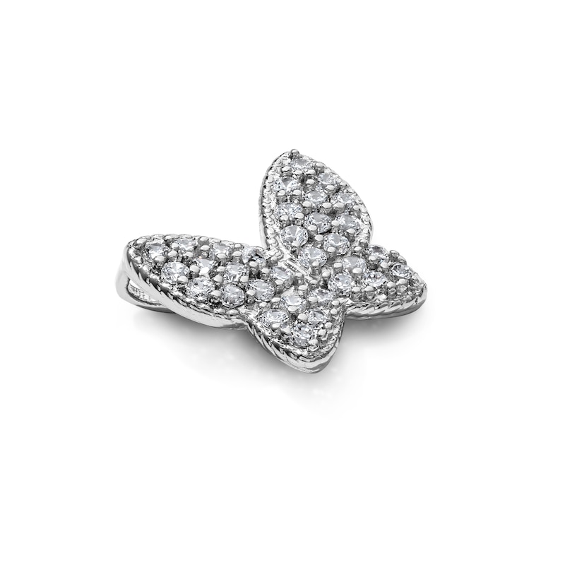 Silver-Plated CZ Pavé Butterfly Charm