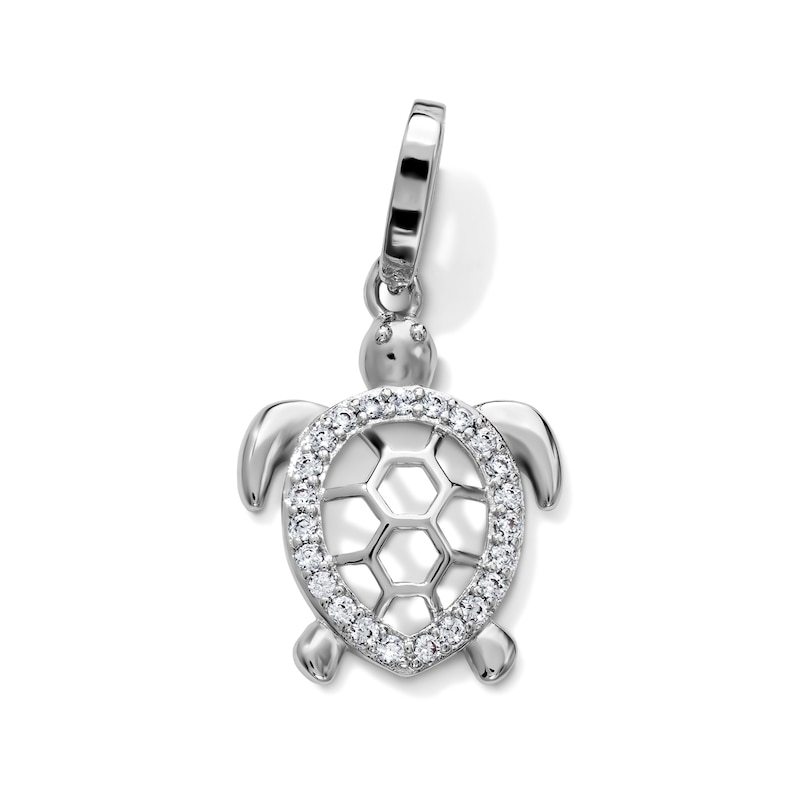 Silver-Plated CZ Turtle Necklace Charm