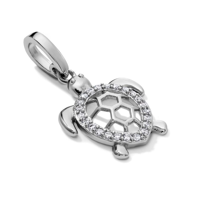 Silver-Plated CZ Turtle Necklace Charm