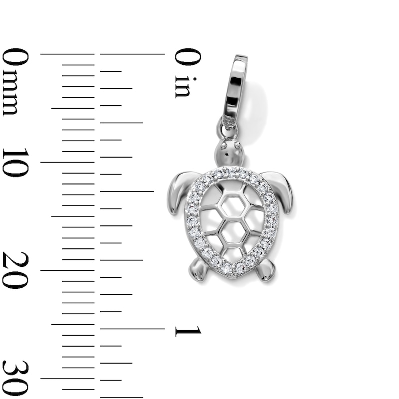 Silver-Plated CZ Turtle Necklace Charm