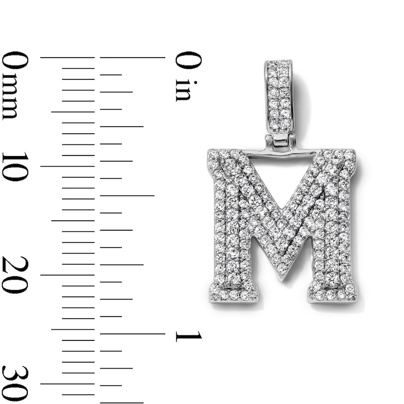 Silver-Plated CZ Pavé Double "M" Initial Necklace Charm