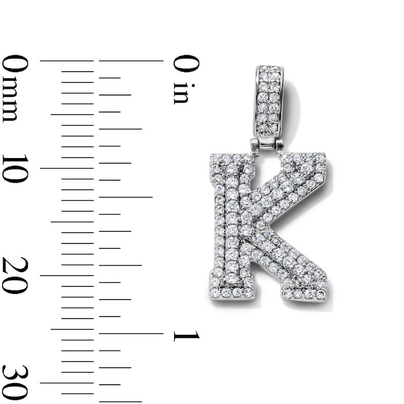 Silver-Plated CZ Pavé Double "K" Initial Necklace Charm