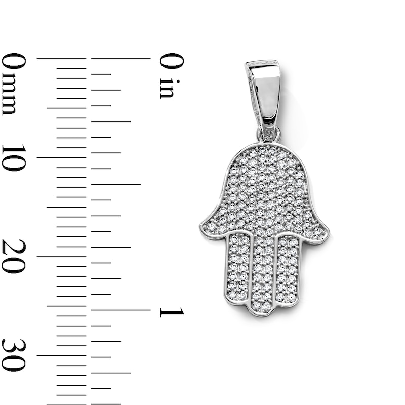 Silver-Plated CZ Pavé Hamsa Necklace Charm