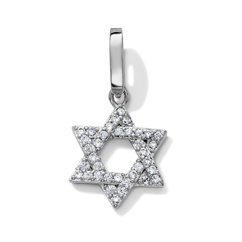Silver-Plated CZ Star of David Necklace Charm