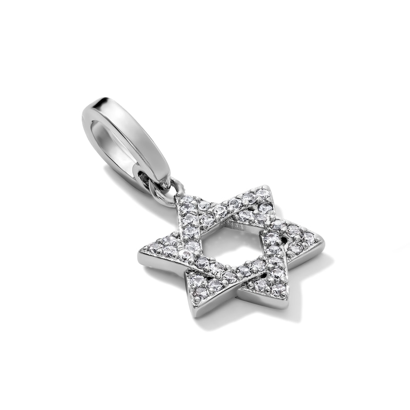 Silver-Plated CZ Star of David Necklace Charm