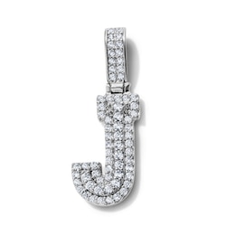 Silver-Plated CZ Pavé Double "J" Initial Necklace Charm
