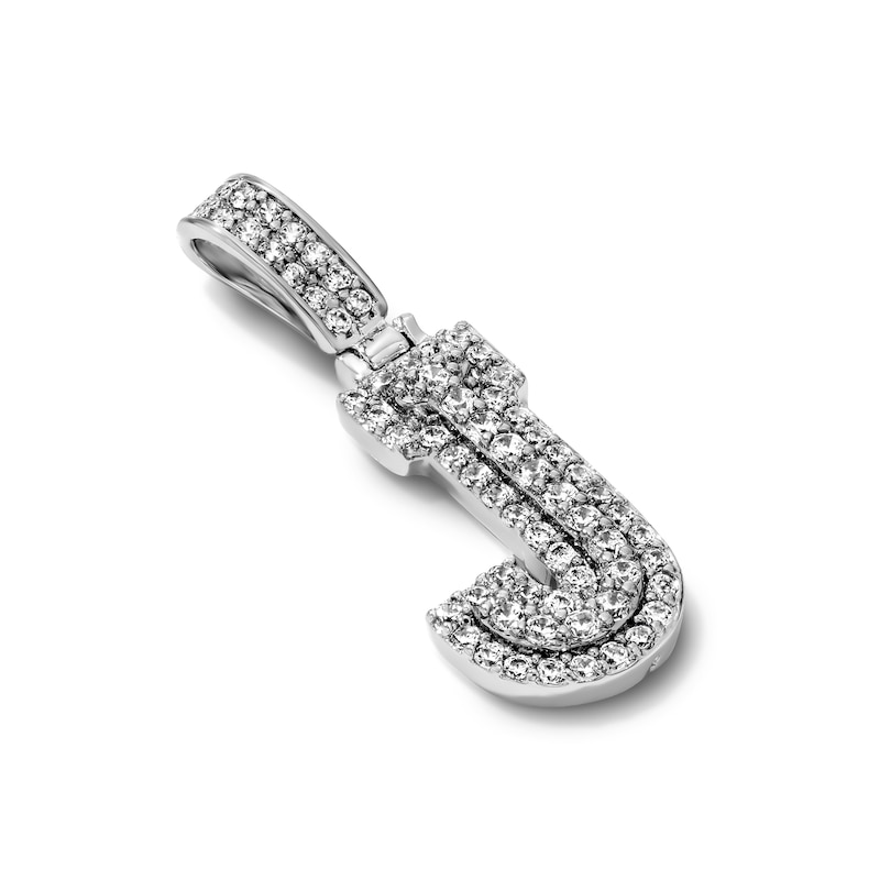 Silver-Plated CZ Pavé Double "J" Initial Necklace Charm