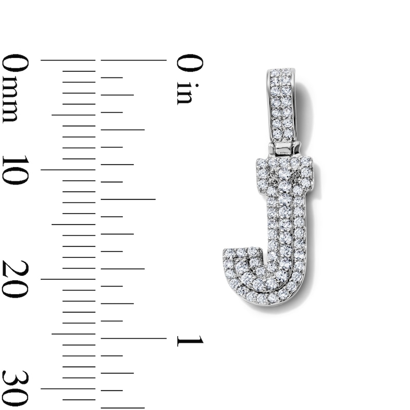 Silver-Plated CZ Pavé Double "J" Initial Necklace Charm