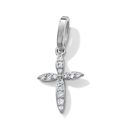 Silver-Plated CZ Marquise-End Cross Necklace Charm