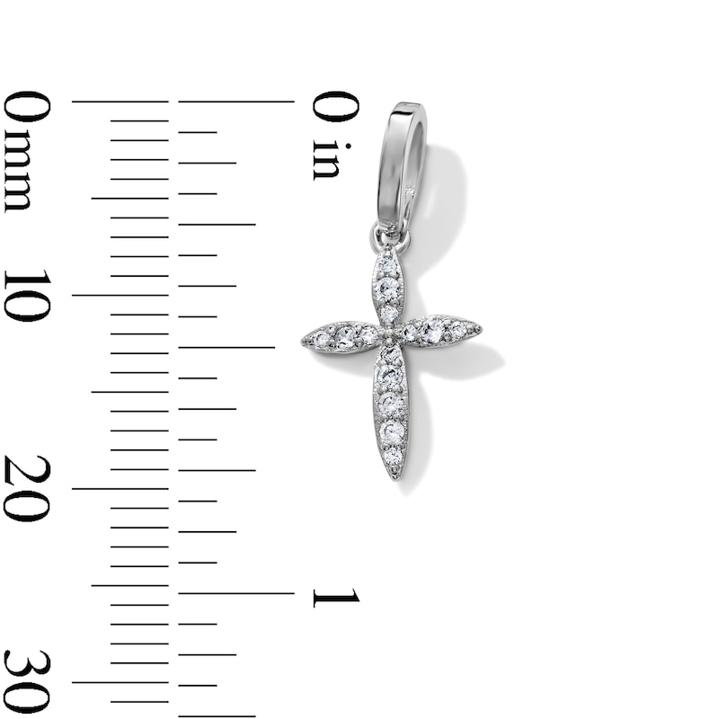 Silver-Plated CZ Marquise-End Cross Necklace Charm