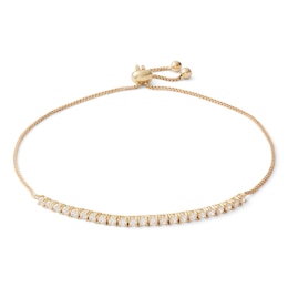 14K Gold Plated CZ Tennis Bar Bolo Bracelet - 9"