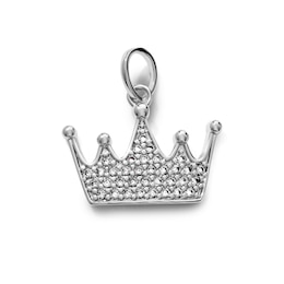 Silver-Plated CZ Pavé Crown Charm