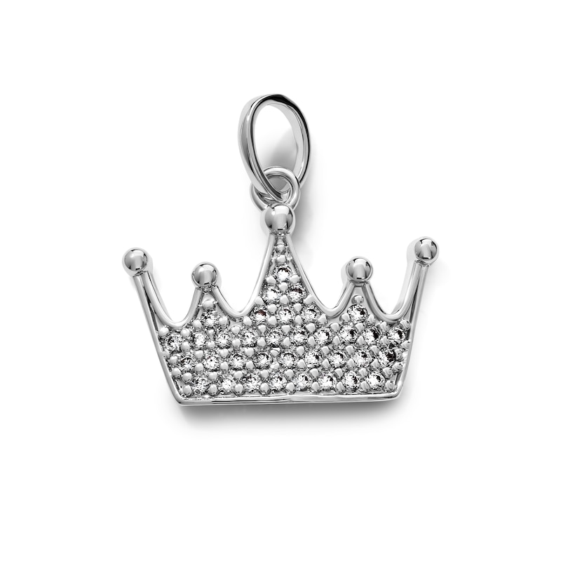 Silver-Plated CZ Pavé Crown Charm